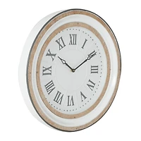 White Farmhouse Metal Wall Clock, 24" x 24"