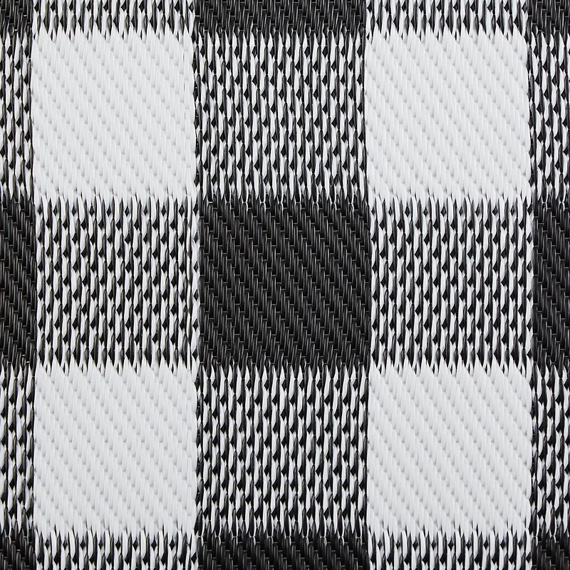 Black and White Buffalo Check Outdoor Floor Runner 3ft. x 6ft.