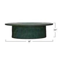 Hello Honey® 12" Matte Green Reactive Glaze Stoneware Pedestal