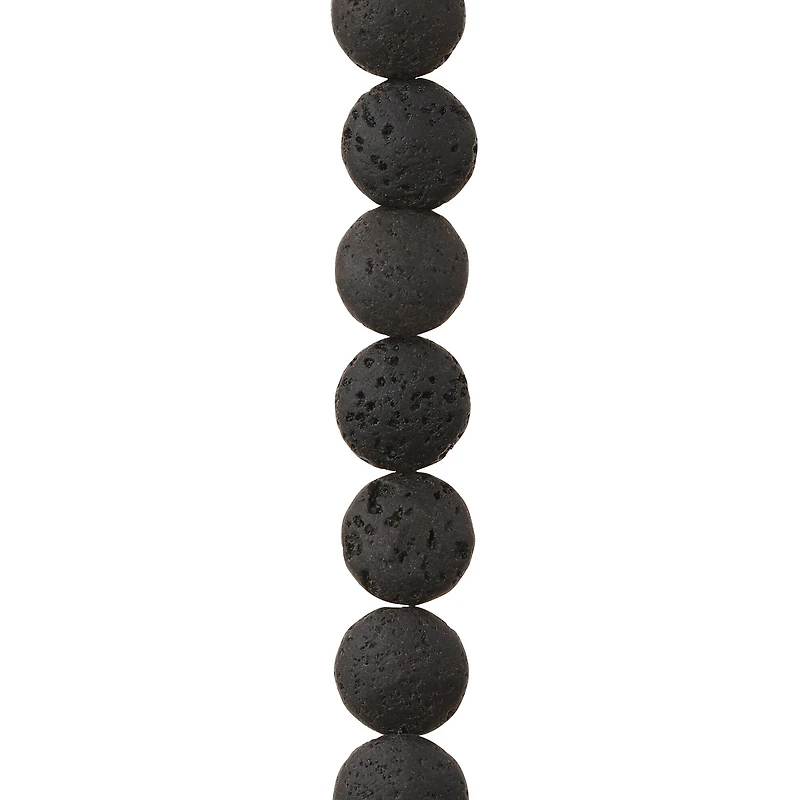 Black Lava Stone Lentil Beads, 12mm by Bead Landing™