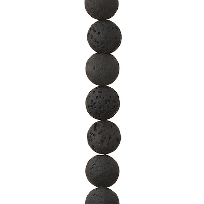 Black Lava Stone Lentil Beads, 12mm by Bead Landing™