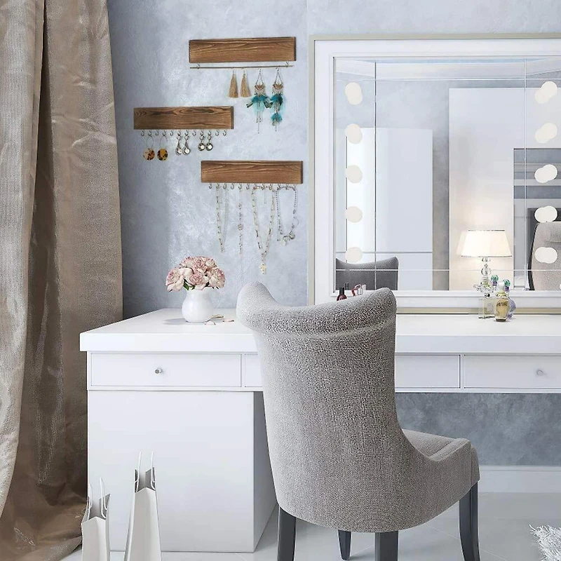 NEX™ 12" Wall-Mounted Rustic Wood Jewelry Organizer, 3ct.