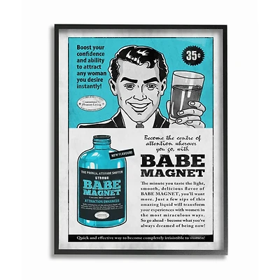 Stupell Industries Babe Magnet Vintage Comic Book Framed Giclee Textured Wall Art