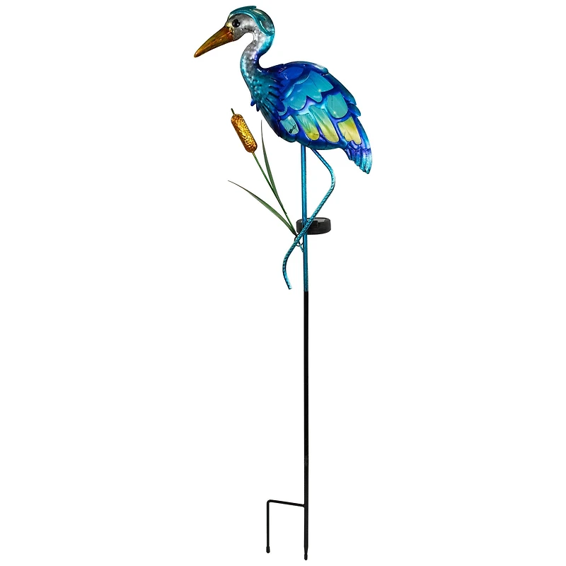3ft. Solar Lighted Blue Heron Outdoor Garden Stake