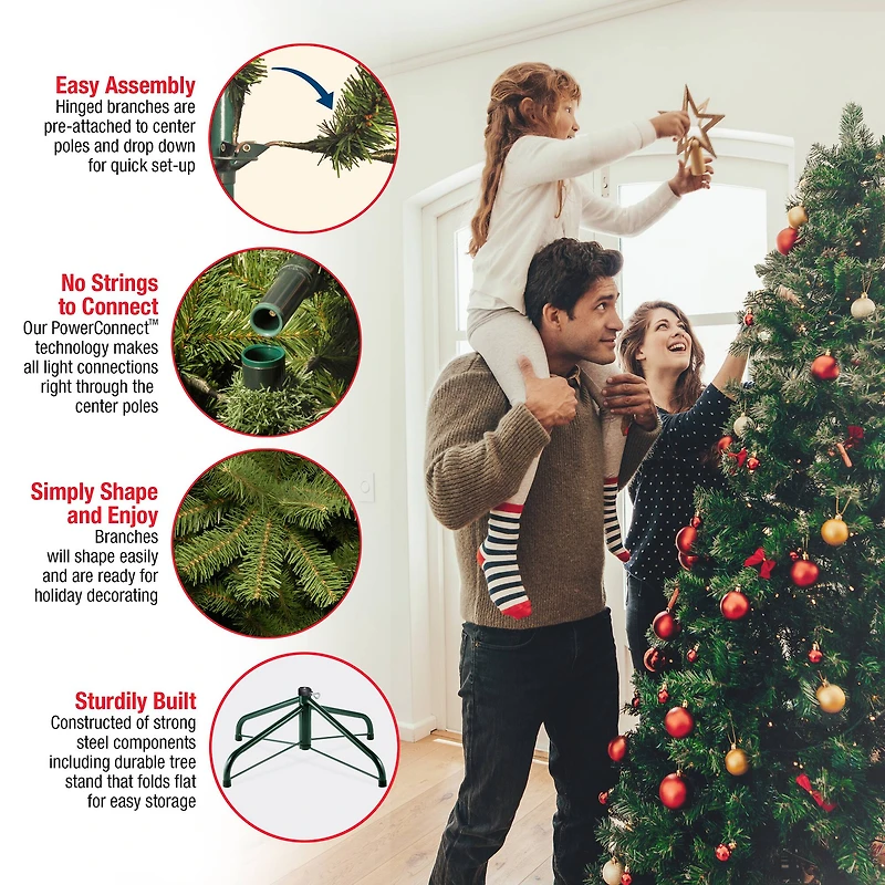 6.5 ft. Pre-Lit PowerConnect™ Dunhill® Fir Full Artificial Christmas Tree, Clear Lights