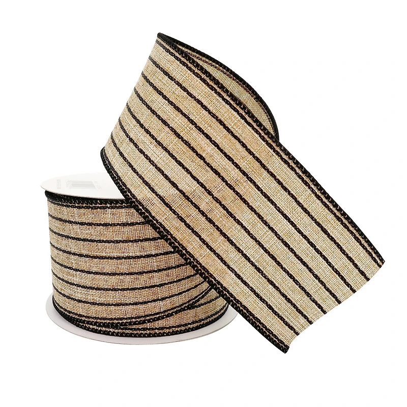 2.5" x 25ft. Faux Linen Wired Pinstripe Ribbon by Celebrate It™