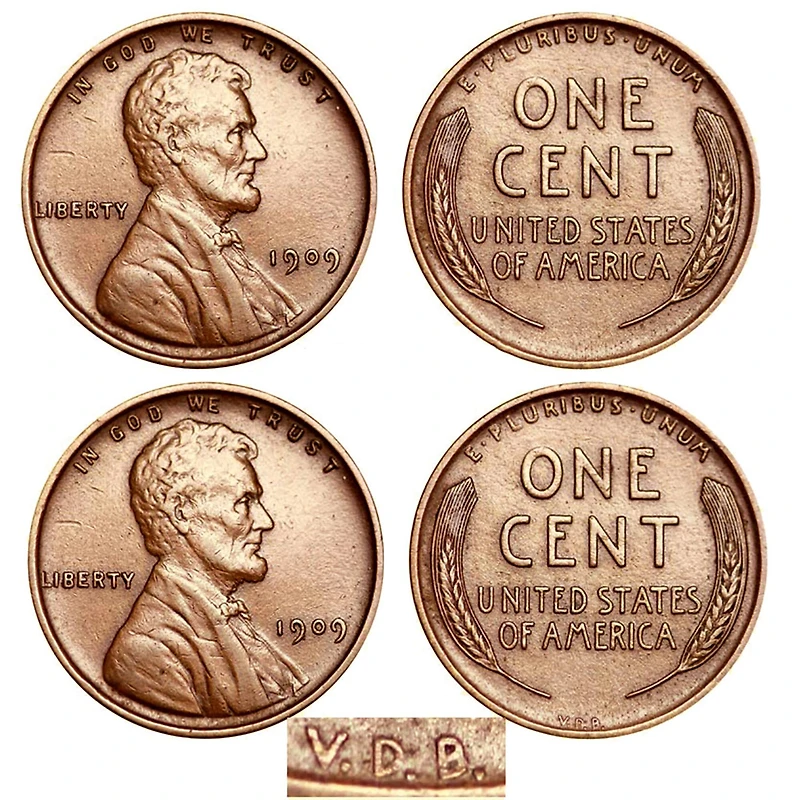 1909 and 1909 VDB “First-Year of Issue" Lincoln Wheat-Ear Pennies
