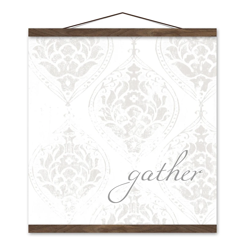 Gather Muted Damask Teak Hanging Canvas