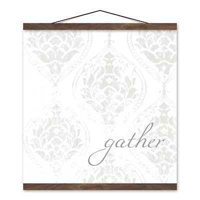 Gather Muted Damask Teak Hanging Canvas