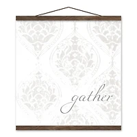 Gather Muted Damask Teak Hanging Canvas