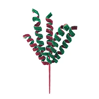 11" Red & Green Glitter Ribbon Curl Pick by Ashland®