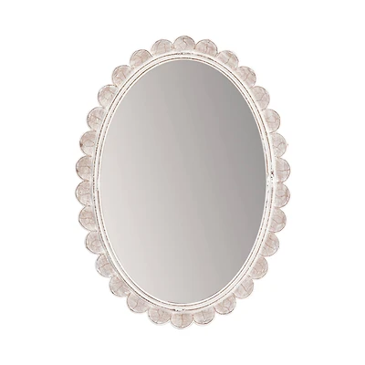 Habitat Carai 30" Distressed White Mirror with Scalloped Frame