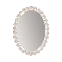 Habitat Carai 30" Distressed White Mirror with Scalloped Frame
