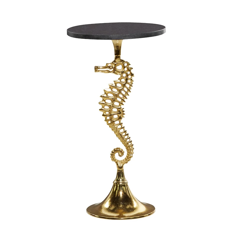 25" Gold Aluminum Coastal Accent Table