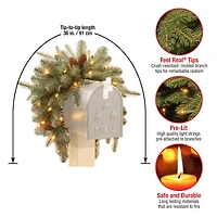 3ft. Feel Real® Frosted Arctic Spruce with Pinecone Mailbox Swag, Warm White LED Lights