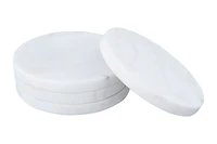 Hello Honey® Round Marble Coasters with Mango Wood Holder Set