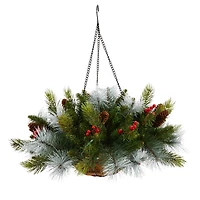 2ft. LED Pine & Berries Artificial Christmas Hanging Basket