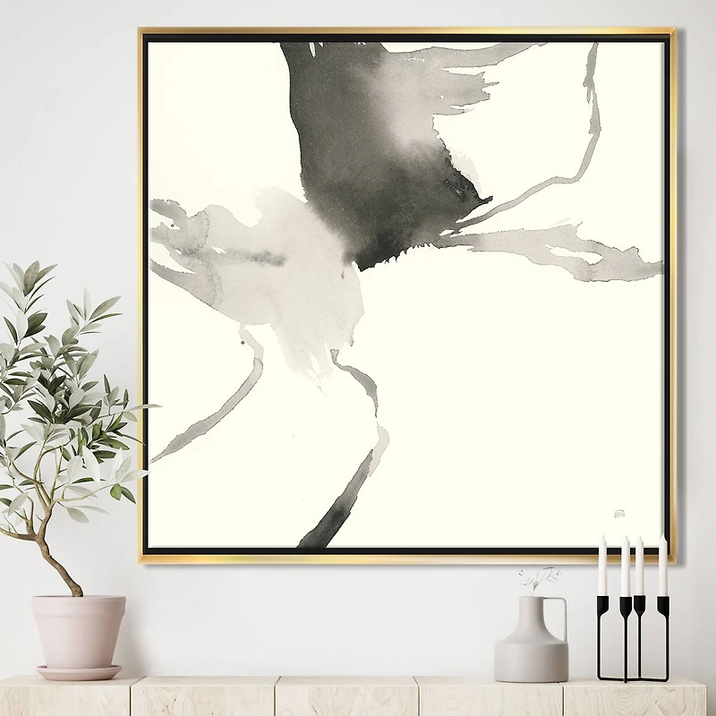 Designart - minimal geometric Gesture I - Transitional Framed Canvas