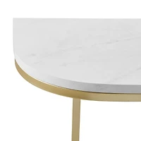 Walker Edison Faux White Marble/Gold Modern Curved Entry Table