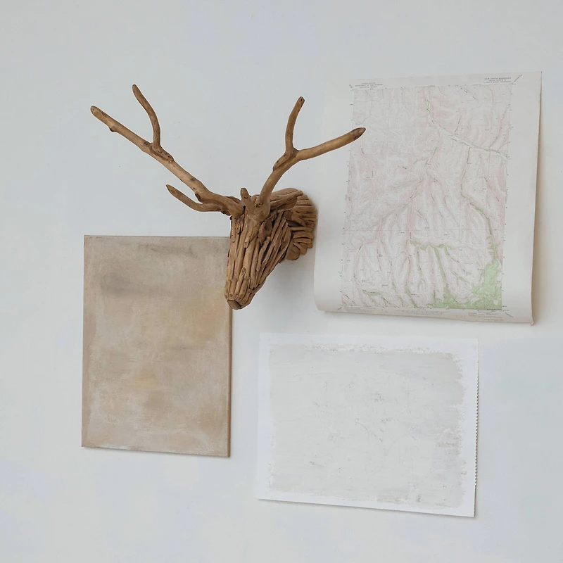 Hello Honey® 11.75" Natural Teakwood Root Deer Head Wall Art