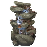 Design Toscano Rocky Range Pass Cascading Waterfall Illuminated Tabletop Fountain