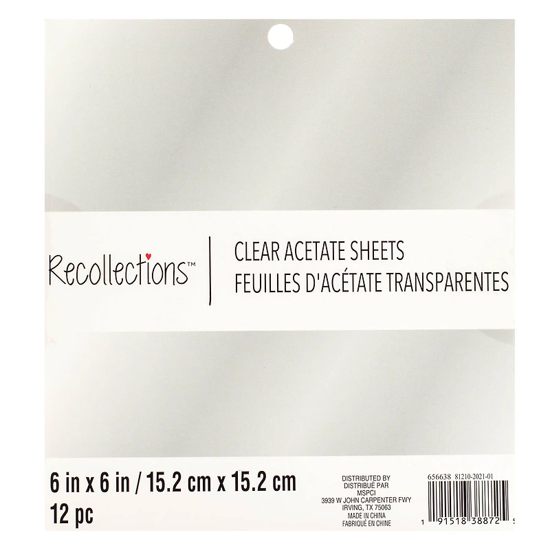 Clear Acetate Sheets by Recollections™, 6" x 6"
