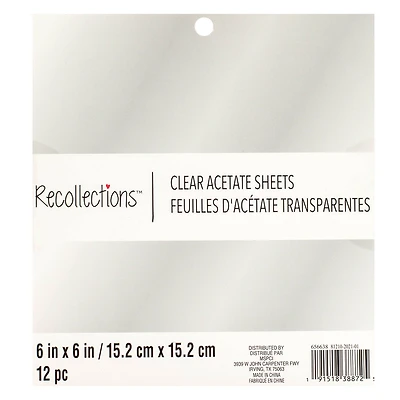 Clear Acetate Sheets by Recollections™, 6" x 6"