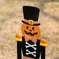 Glitzhome® 32"H Halloween Metal Nutcracker and HAPPY HALLOWEEN Yard Stake Set