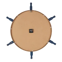 33" White & Blue Wood & Rope Ship Wheel Decorative Wall Clock