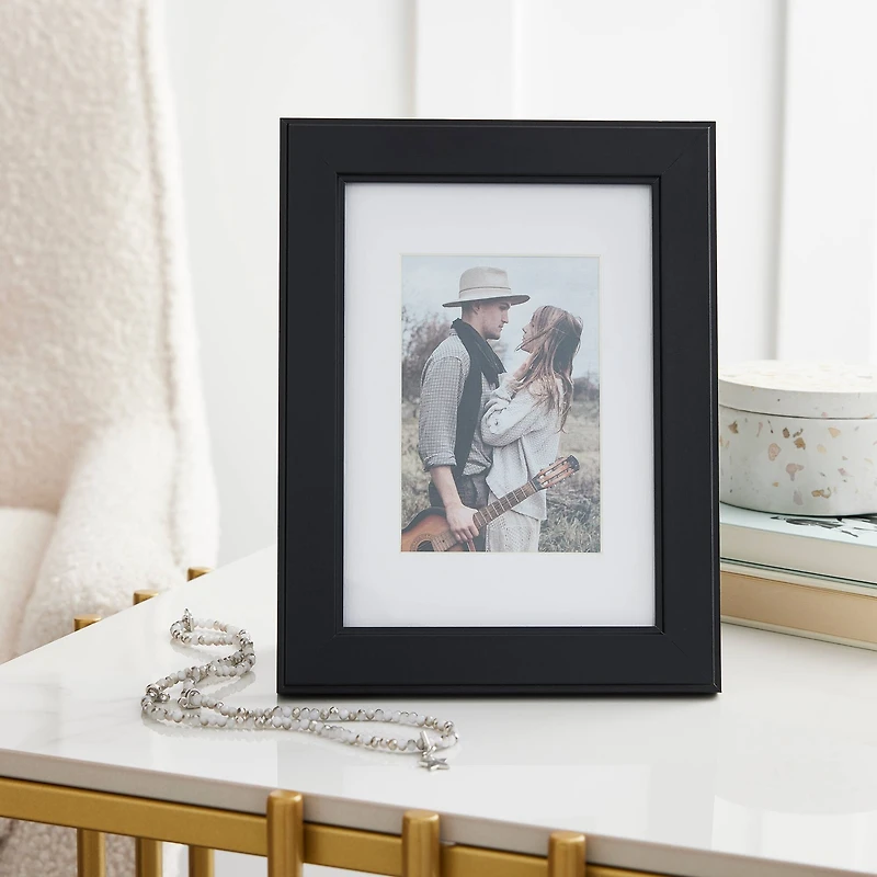 Simply Essentials™ Black Flat Frame with Mat by Studio Décor
