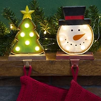Glitzhome® 7" Marquee LED Snowman Head & Tree Stocking Holder Set