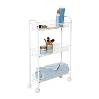 Honey Can Do White 3-Tier Mesh Narrow Rolling Cart