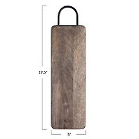 Hello Honey® 17.5" Natural and Black Minimalist Wood Cutting Board with Metal Handle