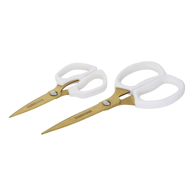 Farberware White Handle Shear Set with Gold Blades, 2ct.