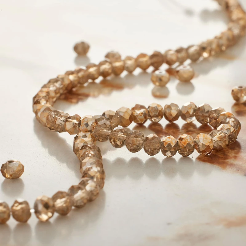 Amber Small Glass Faceted Rondel Beads, 3mm by Bead Landing™