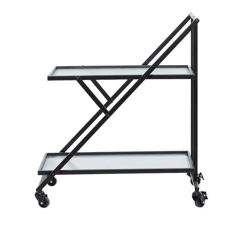 Black Iron Industrial Bar Cart, 32" x 25" x 18"