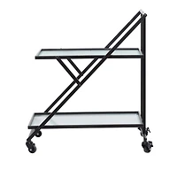 Black Iron Industrial Bar Cart, 32" x 25" x 18"
