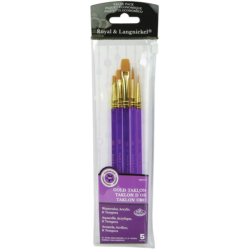 Royal Langnickel Gold Taklon Value Pack Brush Set, 5ct.