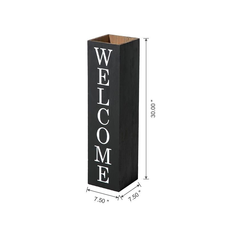 Glitzhome® 30" Black Wood Boxed Welcome Home Porch Sign