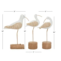 Set of 3 White Polystone Contemporary Sculpture, 15", 15", 14"