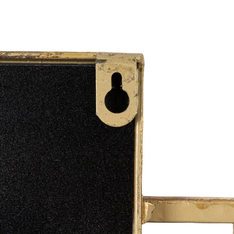 Hello Honey® 34.5" Gold Metal Wall Mirror with Reclaimed Wood Border