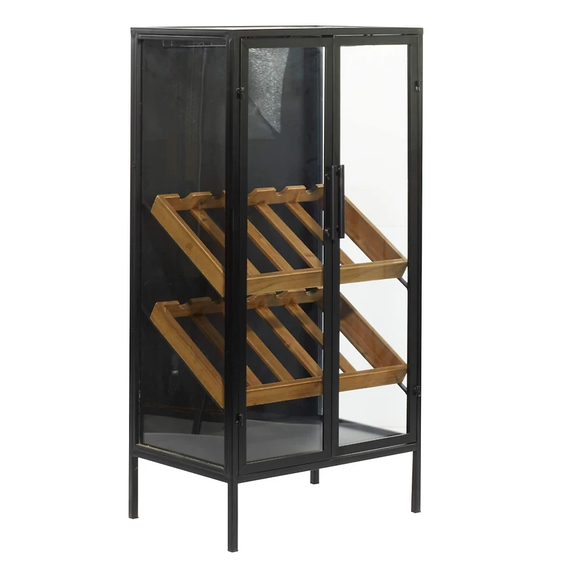 40'' Black Wood Contemporary Standing Wine Rack
