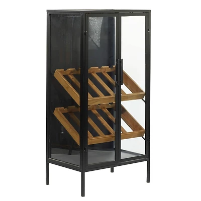 40'' Black Wood Contemporary Standing Wine Rack