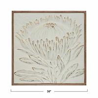Hello Honey® 38" Antique White and Gold Wood Framed Metal Wall Décor with Embossed Protea