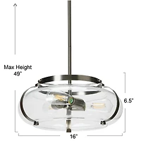 Hello Honey® Robert Stevenson Lighting Alston 16" Antique Nickel Glass & Metal Ceiling Light