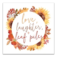Love Laughter Leaf Piles Canvas Wall Art