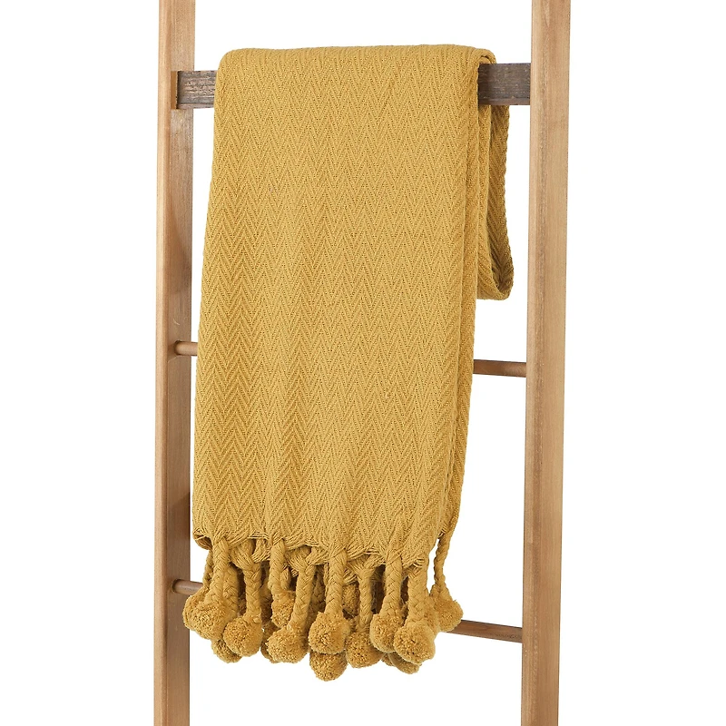 Hello Honey® Woven Cotton Pom Pom Throw