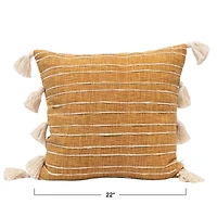 Hello Honey® Mustard & White Applique Stripe Cotton Woven Pillow
