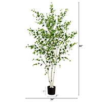 7ft. Potted Green Artificial Birch Tree with Real Touch Leaves