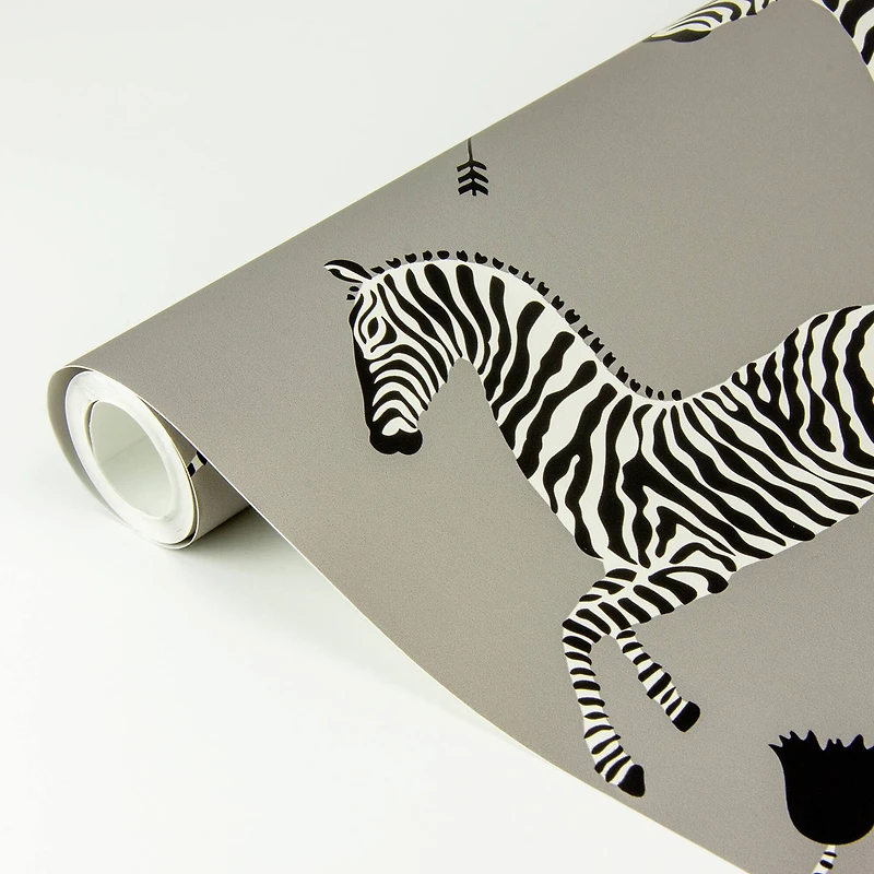 Scalamandre Gray Zebra Safari Peel & Stick Wallpaper